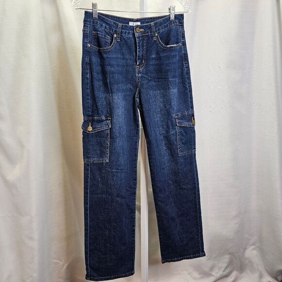 BLEU Medium Wash Cargo Jeans Size 6 - Picture 3 of 7